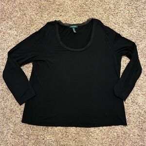 Black Women's Top with lace detail at neck